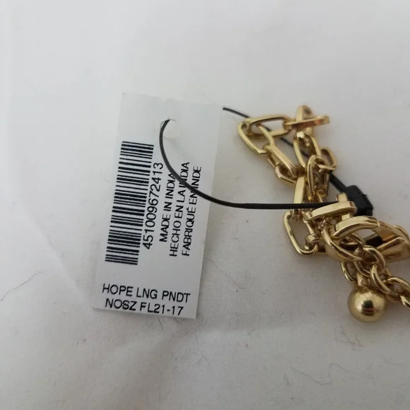 Chico's Hope Long Pendant NEW 20+ Inches with Extender Gold Tone